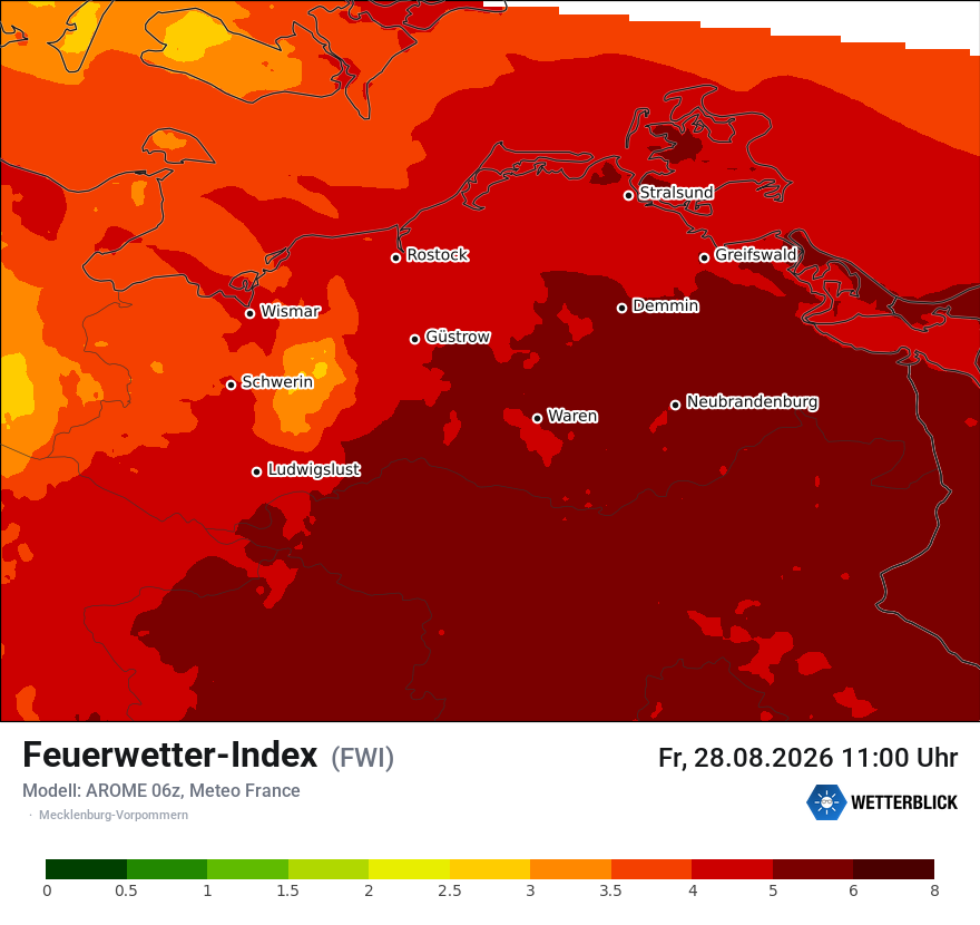 Modellkarte AROME – fwi – mv