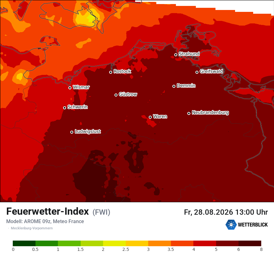 Modellkarte AROME – fwi – mv
