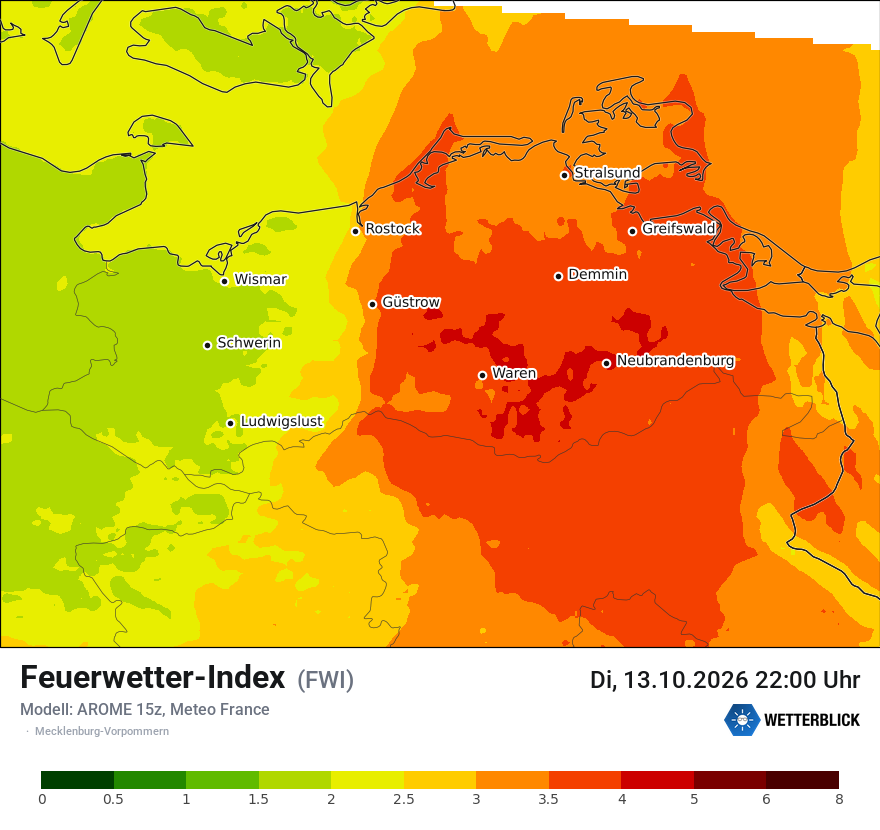 Modellkarte AROME – fwi – mv