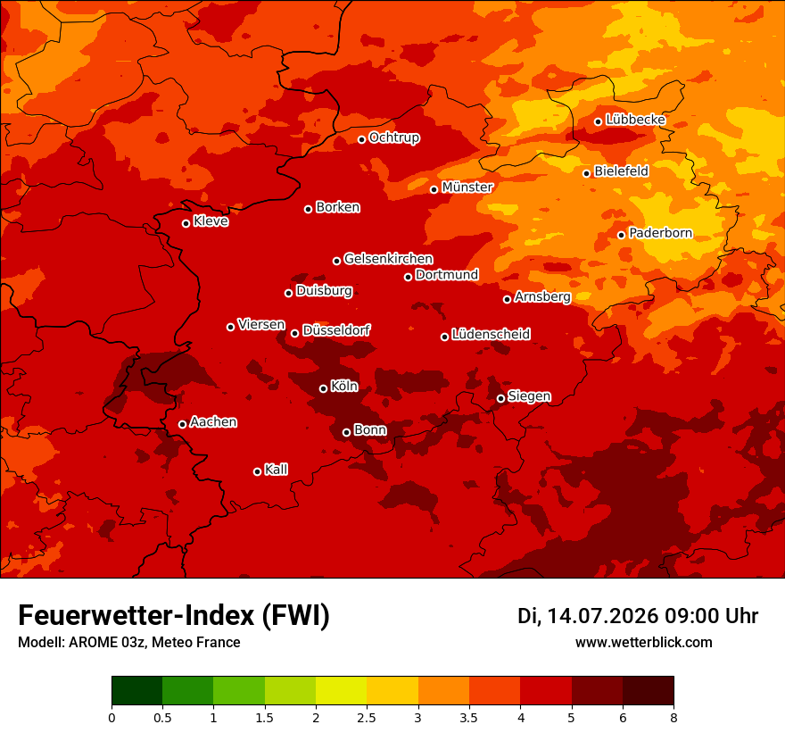 Modellkarte AROME – fwi – nrw