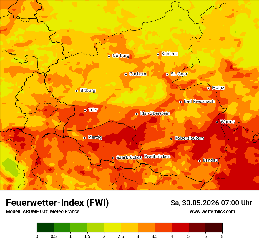 Modellkarte AROME – fwi – rp