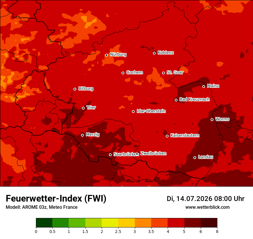 Modellkarte AROME – fwi – rp