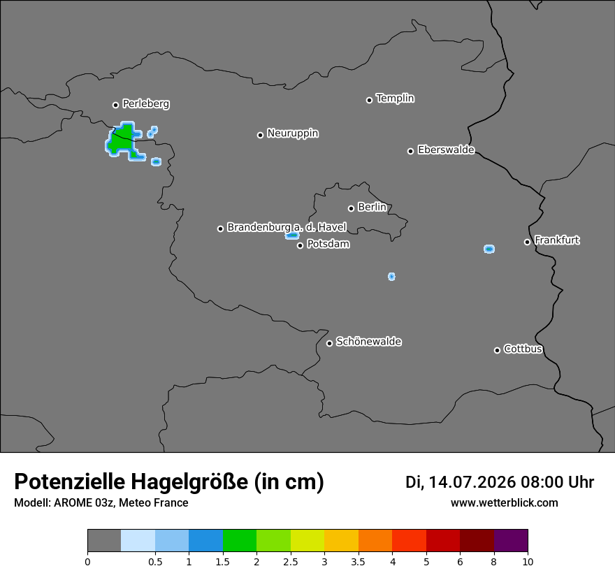 Modellkarte AROME – hail_size – bb