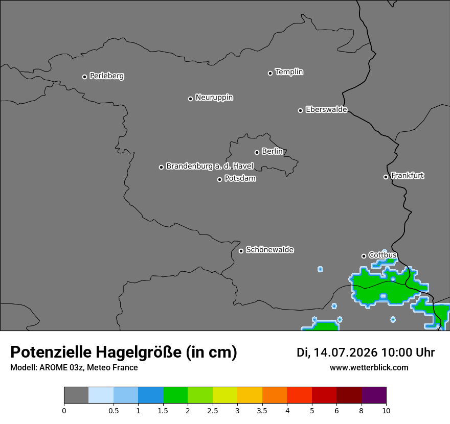 Modellkarte AROME – hail_size – bb