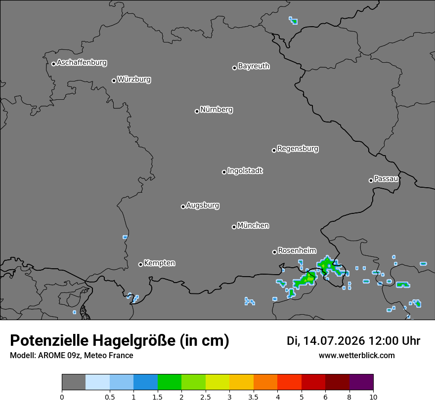 Modellkarte AROME – hail_size – by