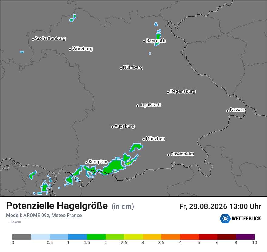 Modellkarte AROME – hail_size – by