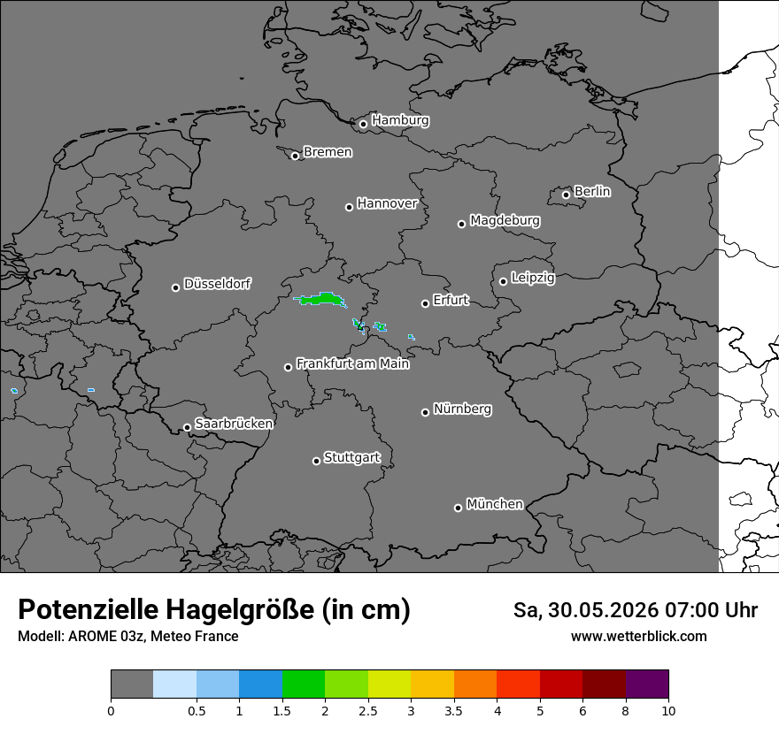 Modellkarte AROME – hail_size – deutschland