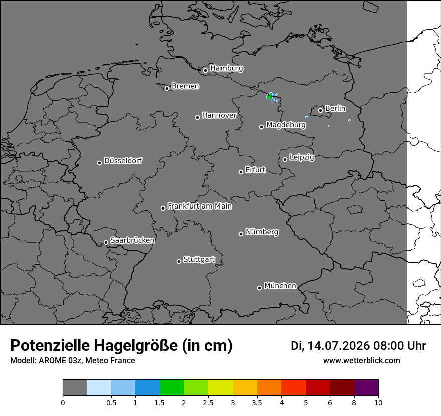 Modellkarte AROME – hail_size – deutschland