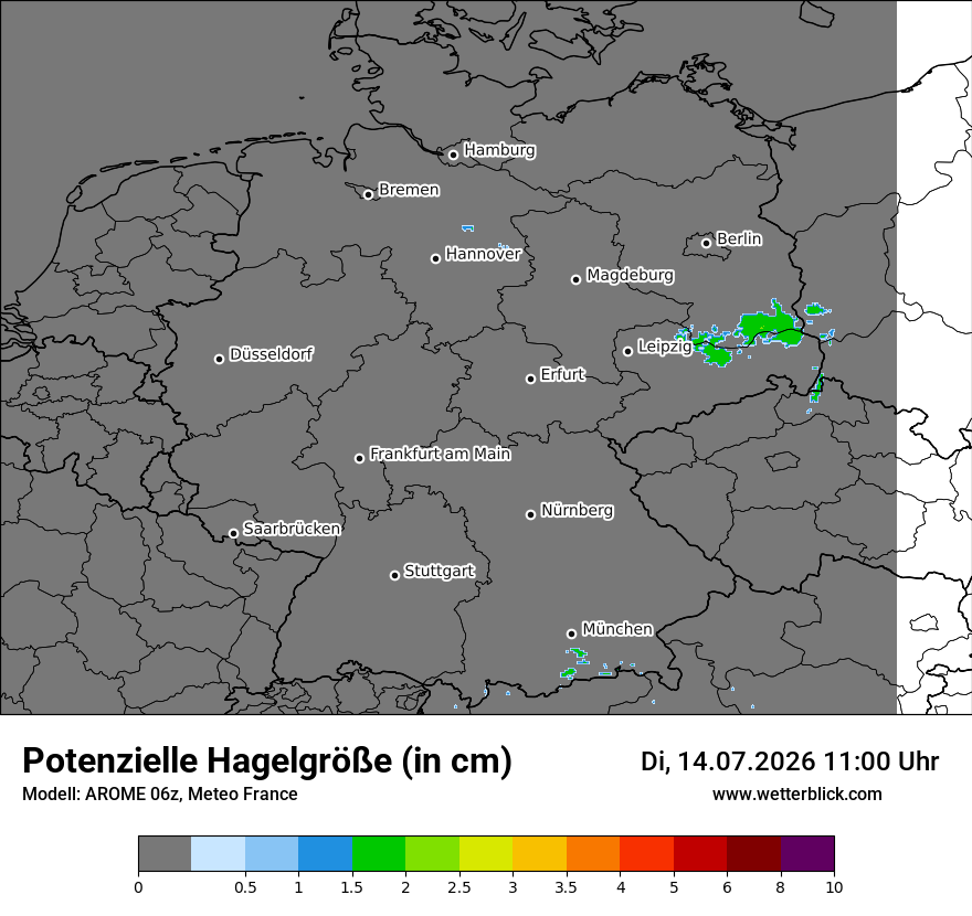 Modellkarte AROME – hail_size – deutschland