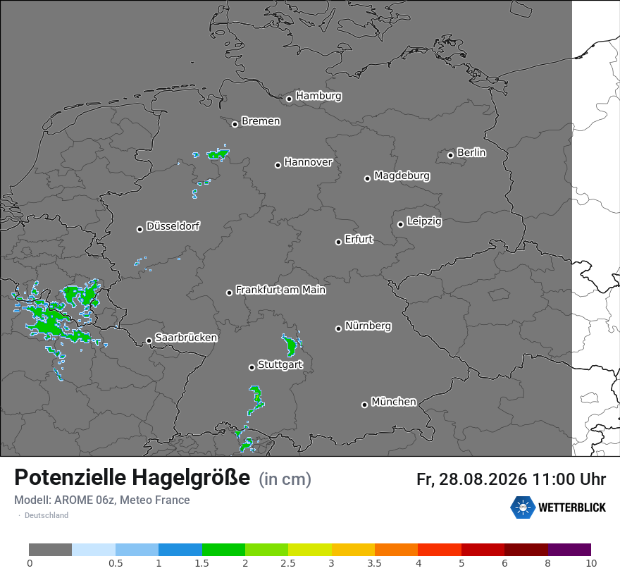 Modellkarte AROME – hail_size – deutschland
