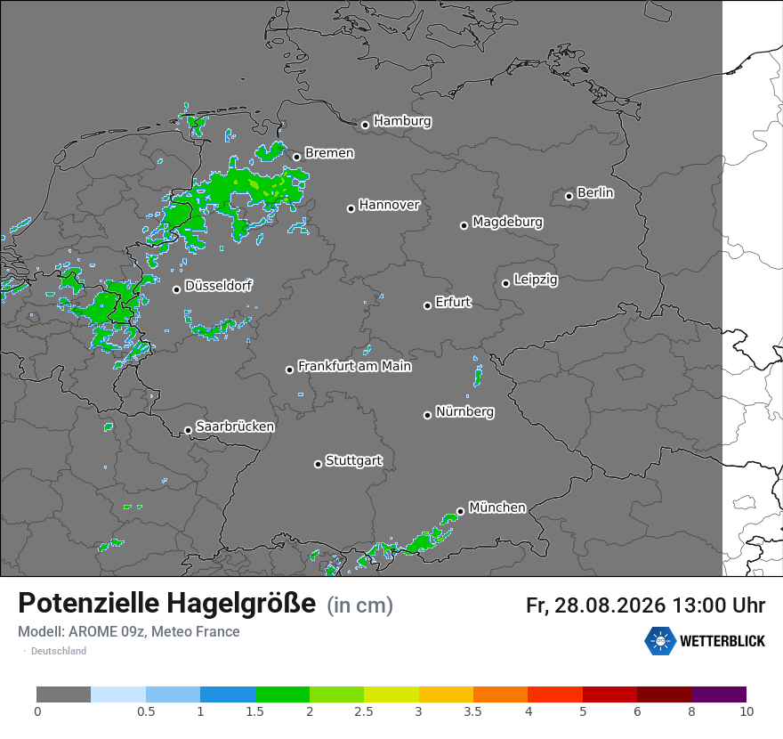 Modellkarte AROME – hail_size – deutschland