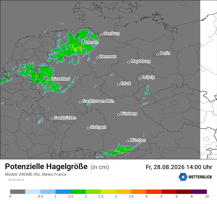 Modellkarte AROME – hail_size – deutschland