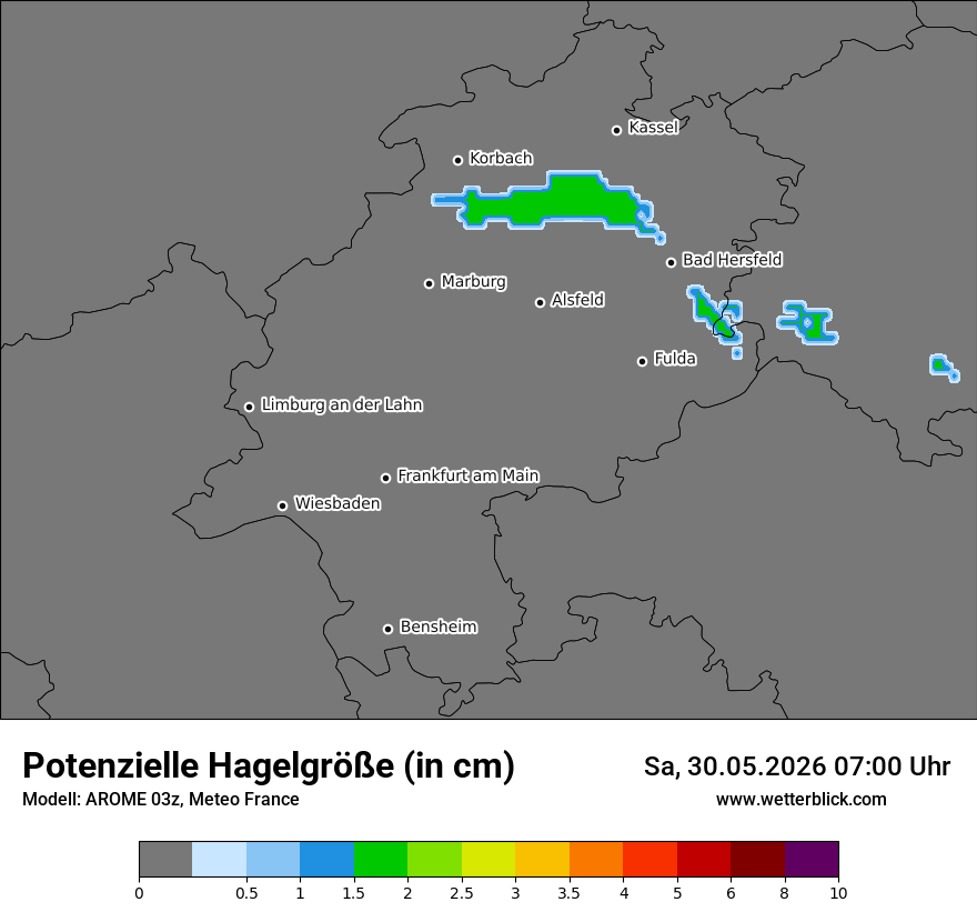 Modellkarte AROME – hail_size – he