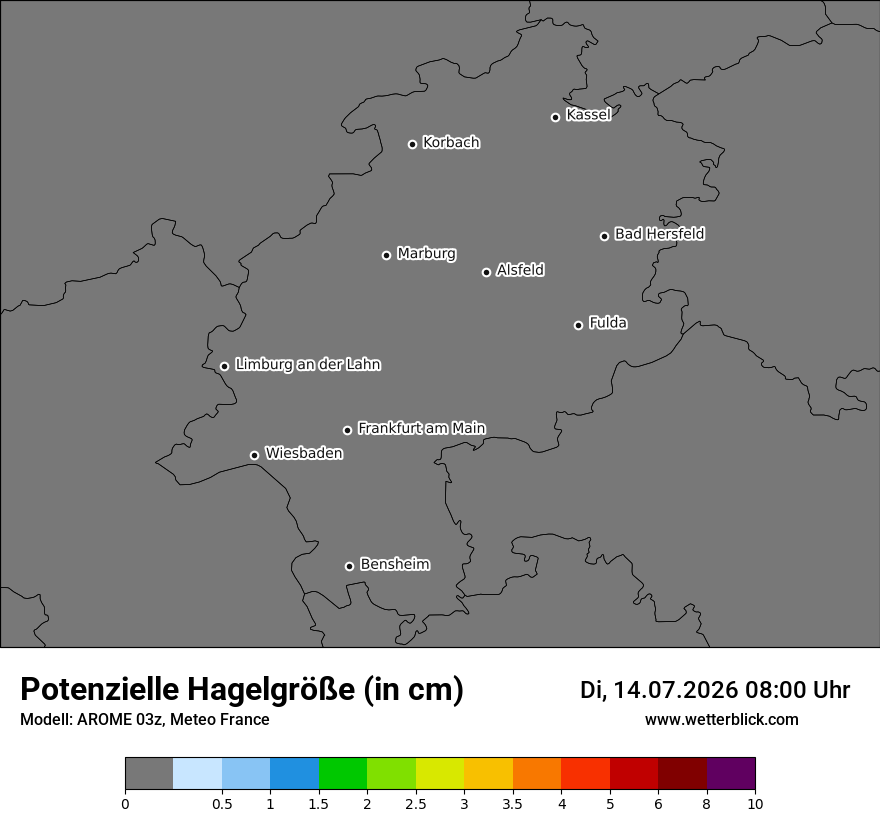 Modellkarte AROME – hail_size – he