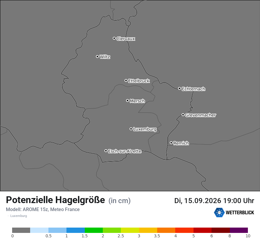 Modellkarte AROME – hail_size – luxemburg