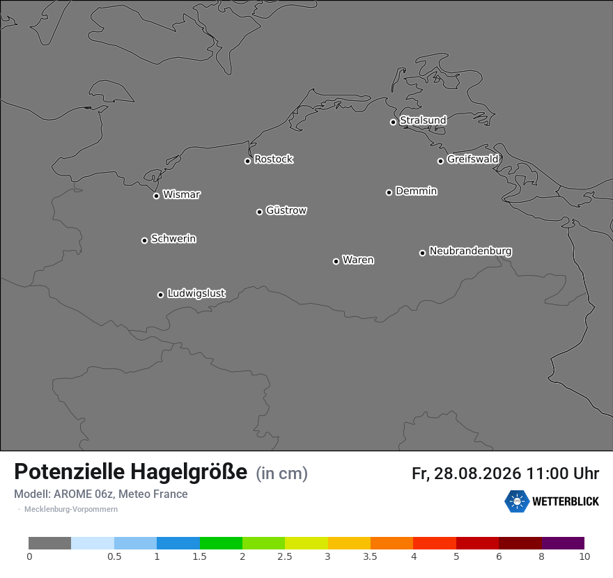 Modellkarte AROME – hail_size – mv