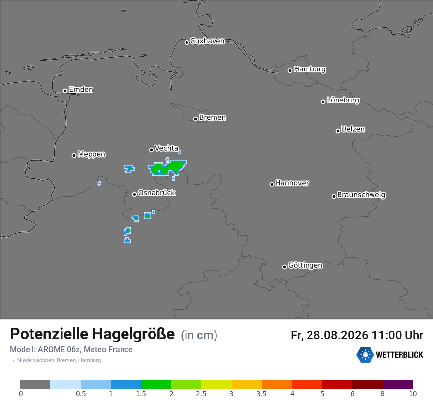 Modellkarte AROME – hail_size – ni
