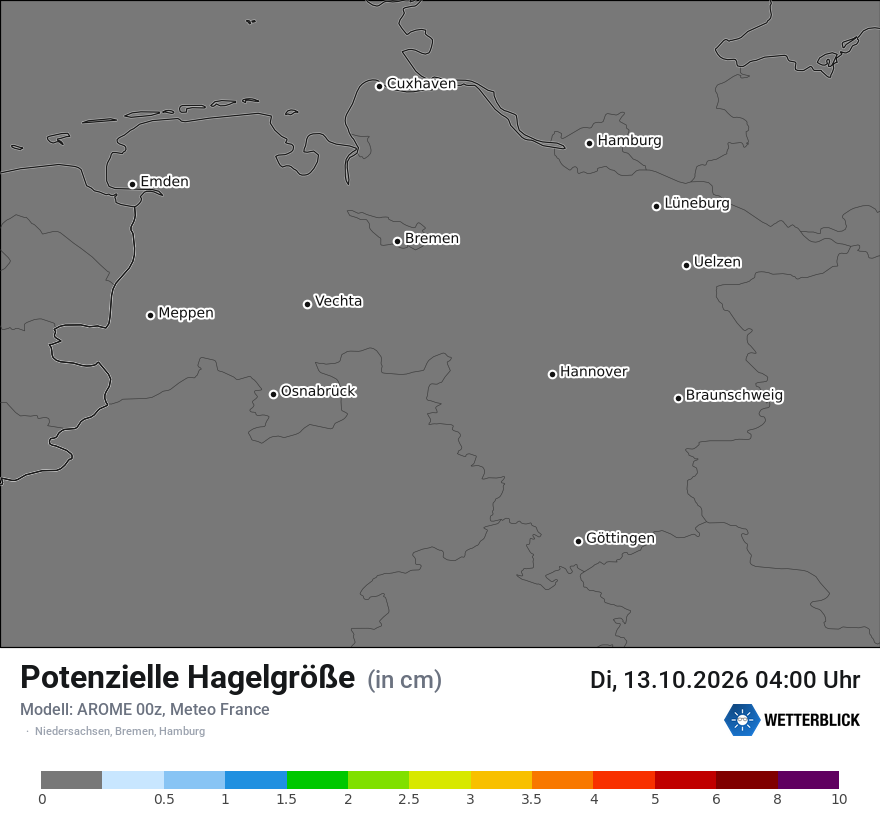 Modellkarte AROME – hail_size – ni
