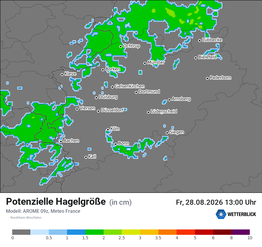 Modellkarte AROME – hail_size – nrw