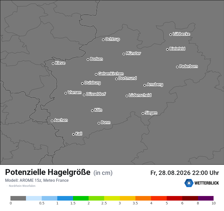 Modellkarte AROME – hail_size – nrw
