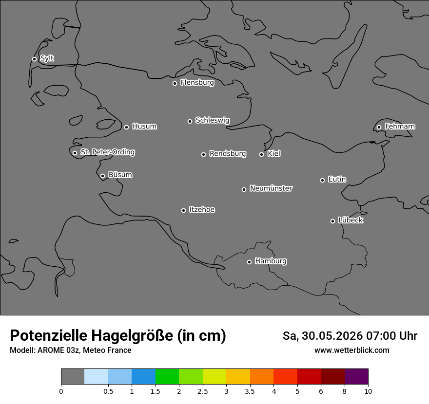 Modellkarte AROME – hail_size – sh