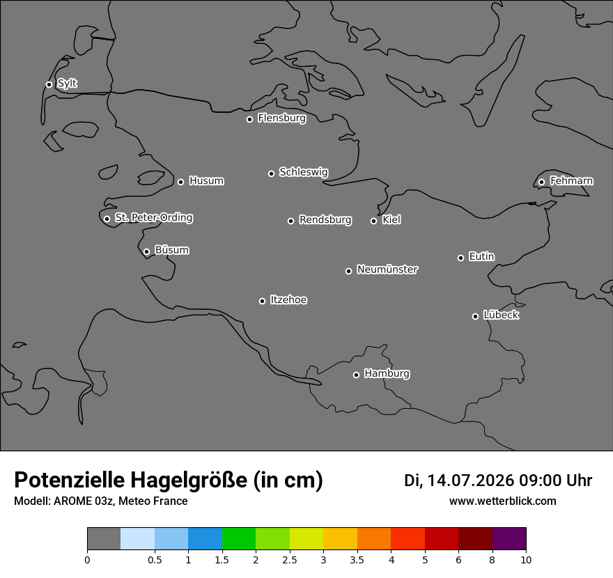 Modellkarte AROME – hail_size – sh