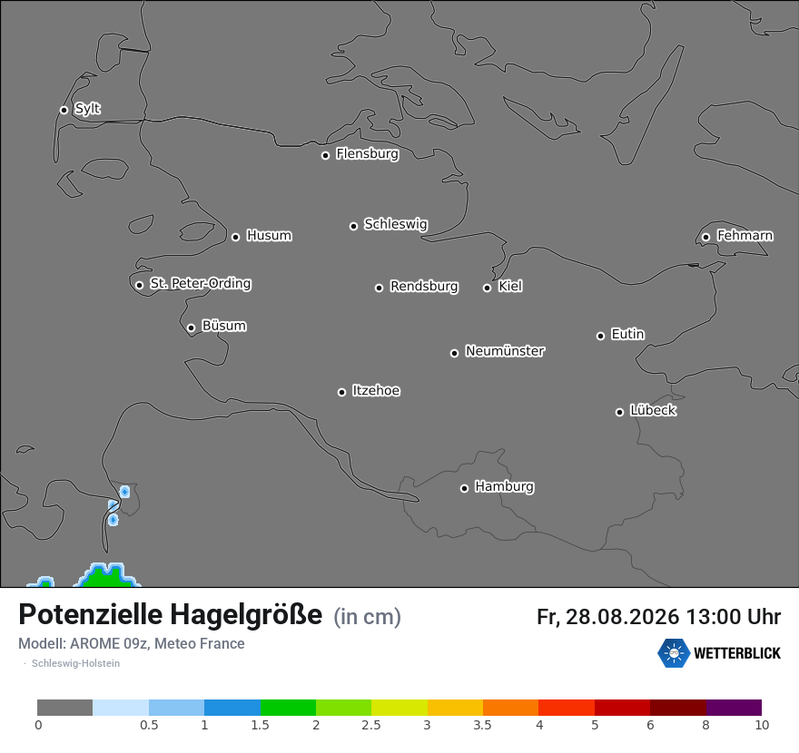 Modellkarte AROME – hail_size – sh