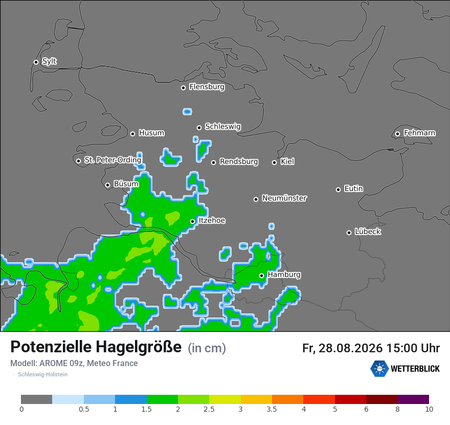 Modellkarte AROME – hail_size – sh