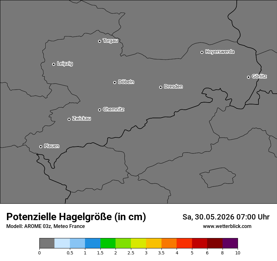 Modellkarte AROME – hail_size – sn