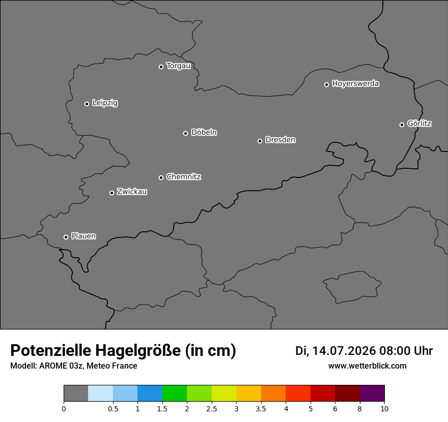 Modellkarte AROME – hail_size – sn