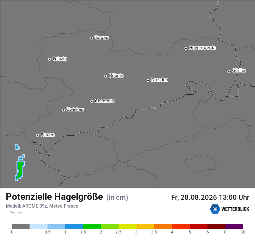 Modellkarte AROME – hail_size – sn