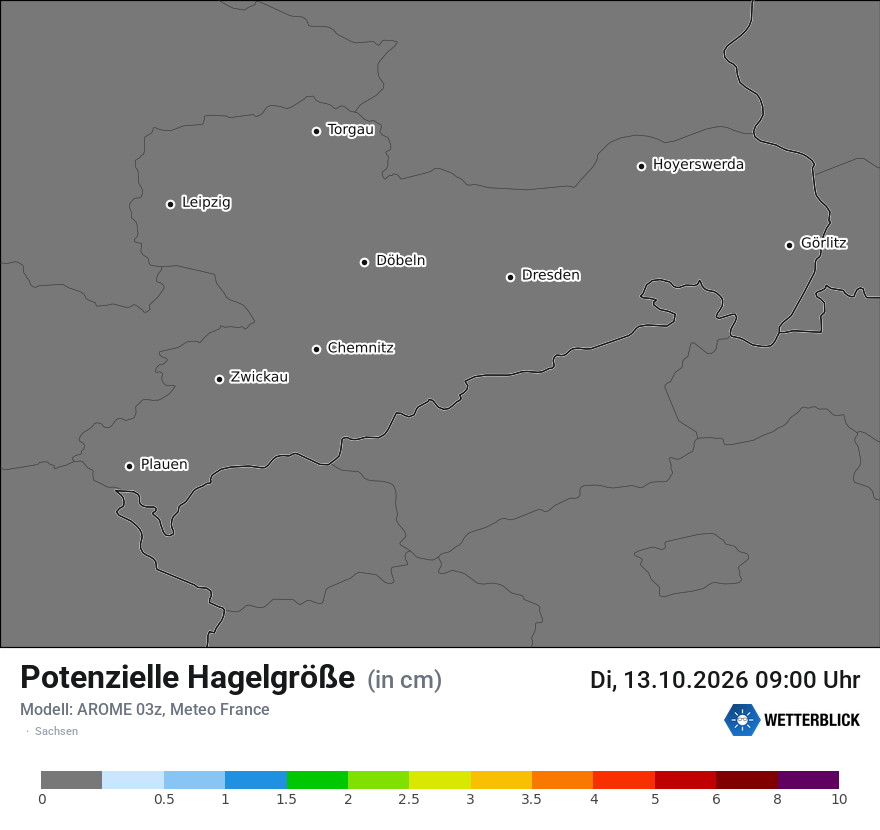 Modellkarte AROME – hail_size – sn