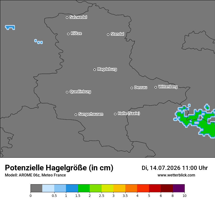 Modellkarte AROME – hail_size – st