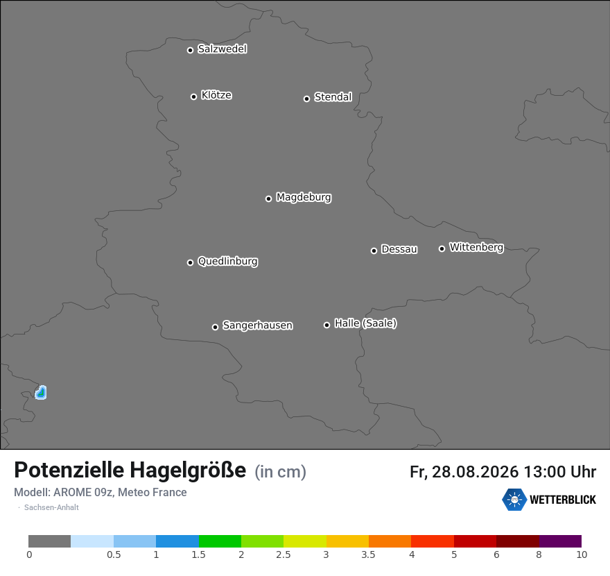 Modellkarte AROME – hail_size – st