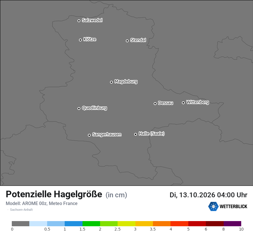 Modellkarte AROME – hail_size – st