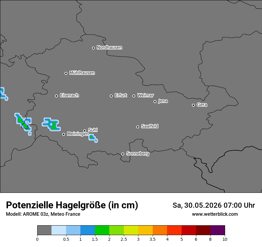 Modellkarte AROME – hail_size – th