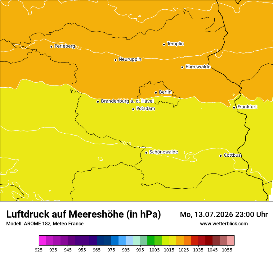 Modellkarte AROME – pmsl – bb