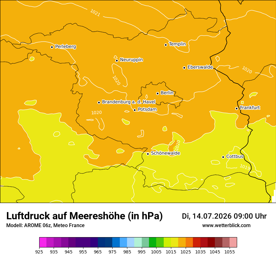 Modellkarte AROME – pmsl – bb
