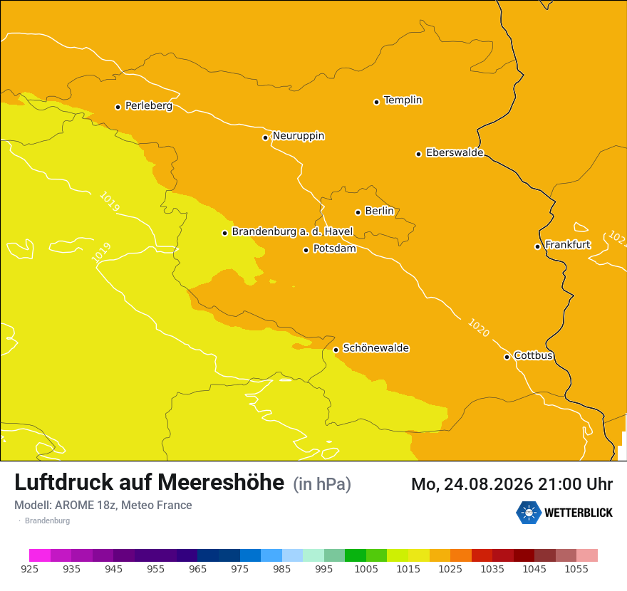 Modellkarte AROME – pmsl – bb