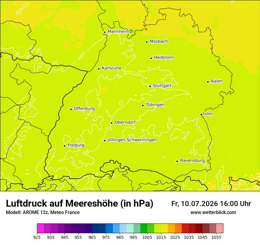 Modellkarte AROME – pmsl – bw