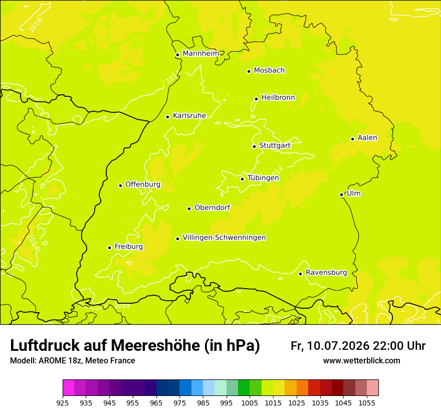 Modellkarte AROME – pmsl – bw