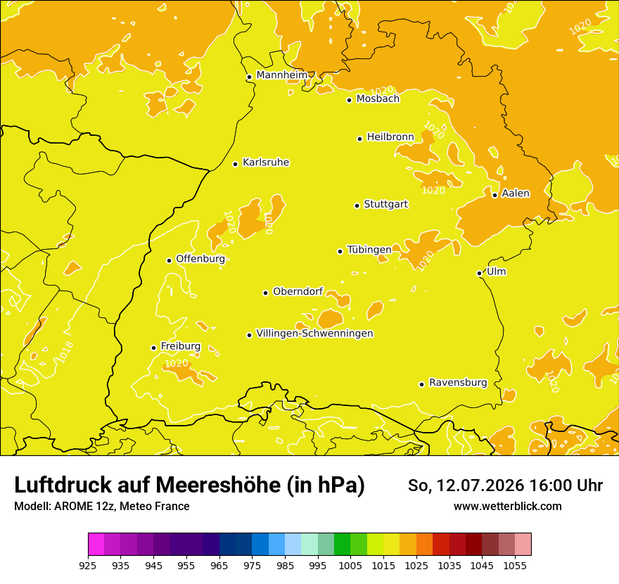 Modellkarte AROME – pmsl – bw
