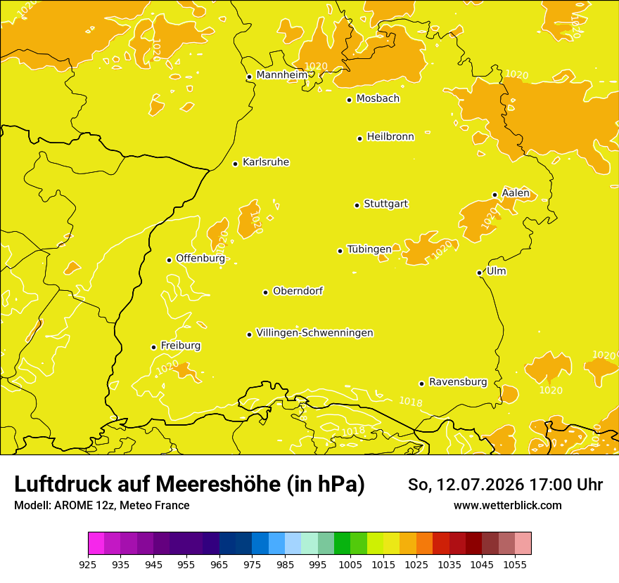 Modellkarte AROME – pmsl – bw
