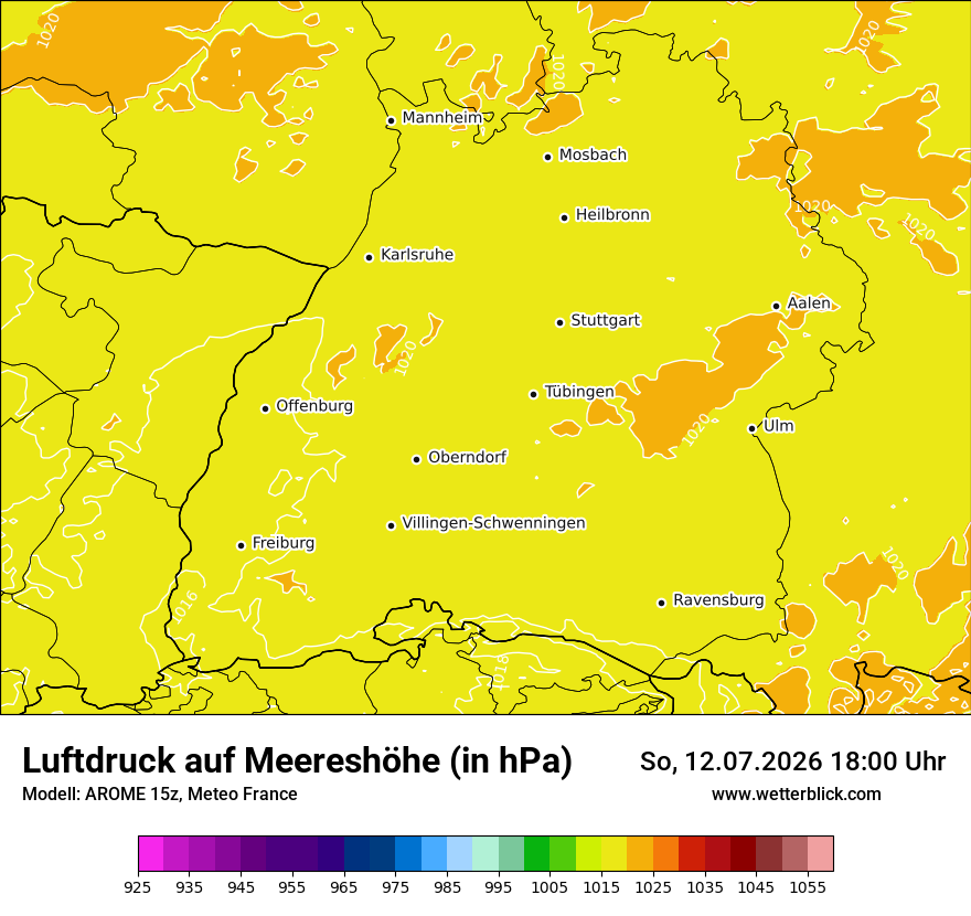Modellkarte AROME – pmsl – bw