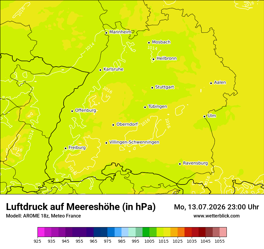 Modellkarte AROME – pmsl – bw