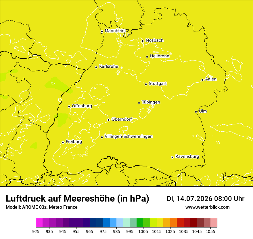 Modellkarte AROME – pmsl – bw