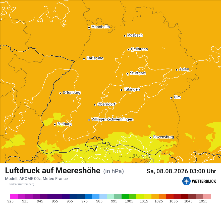 Modellkarte AROME – pmsl – bw