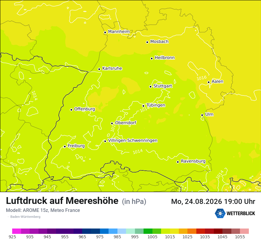 Modellkarte AROME – pmsl – bw