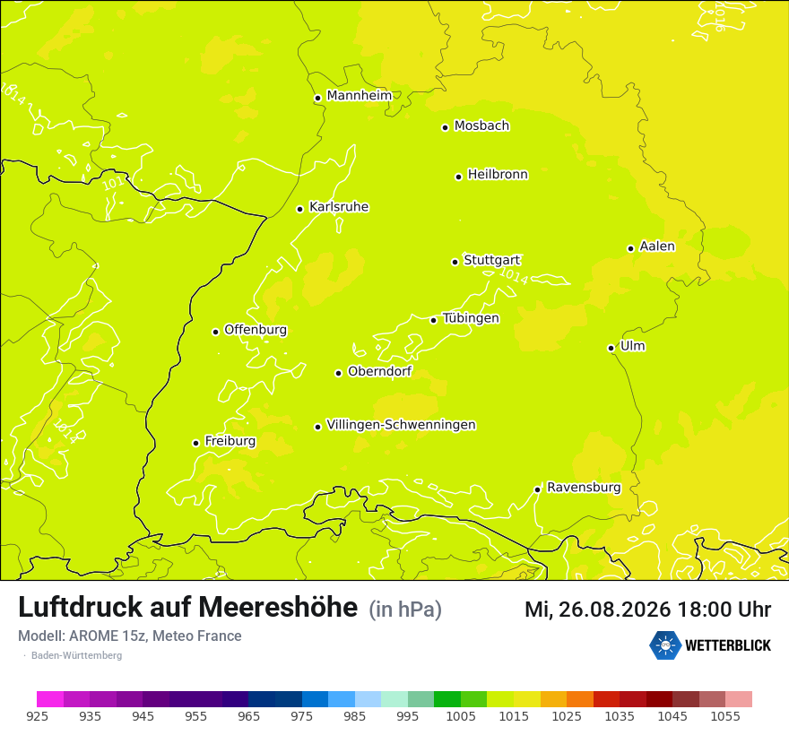 Modellkarte AROME – pmsl – bw