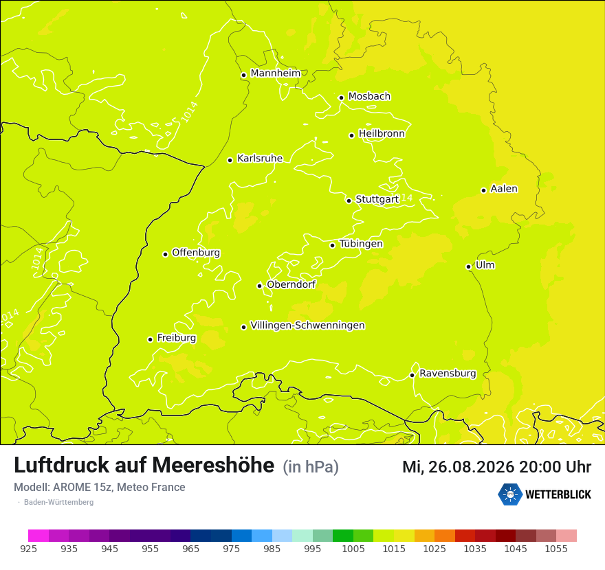 Modellkarte AROME – pmsl – bw